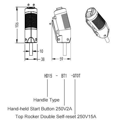 HD15 Industrial Joystick Controller Handle Manufacturer With Qtot Rocker Switch