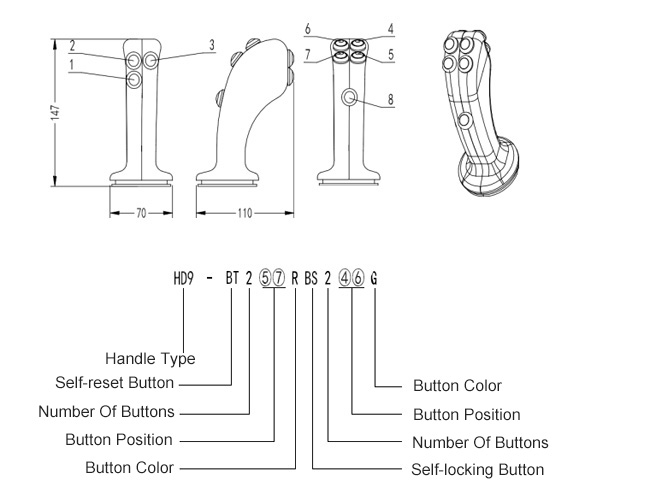 HD9 Multi-axis Industrial Joystick Controller Handle Manufacturer