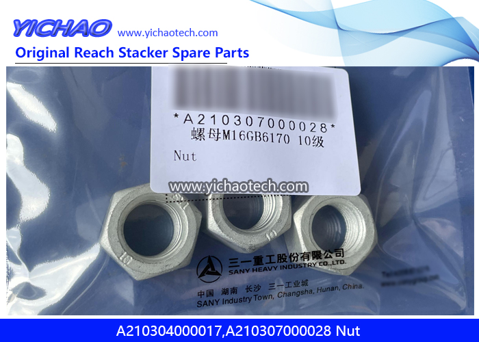 Sany A210304000017,A210307000028 Nut for Container Reach Stacker Spare Parts