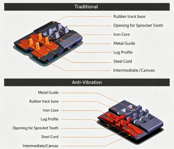 All Size Durable Wear Resistance Excavator/Loader/HDD/Dumper/Harvester Construction and Agricultural Machinery Chasis Undercarriage Crawler Rubber Track